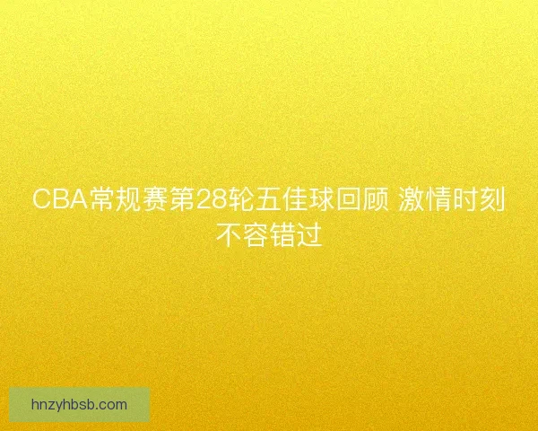CBA常规赛第28轮五佳球回顾 激情时刻不容错过